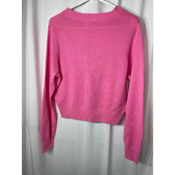 H&M Divided sweater cropped knit top pink bubble gum women's large classic layer - Picture 12 of 16